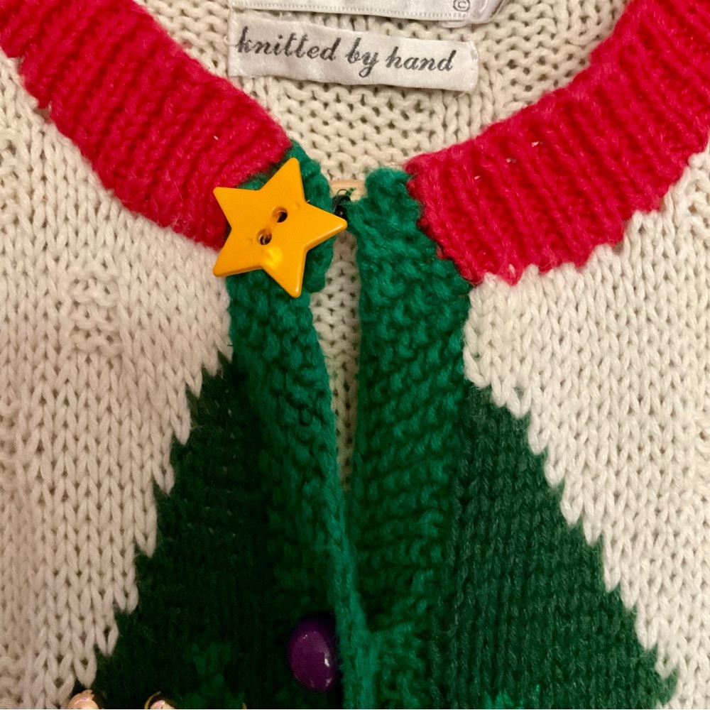 Vintage Marisa Christina Classics Hand Knit Embellished Christmas Cardigan - Picture 3 of 6